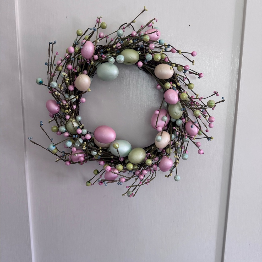 Easter - Pastel Egg Spring Wreath - Home Holiday Decor 12 in